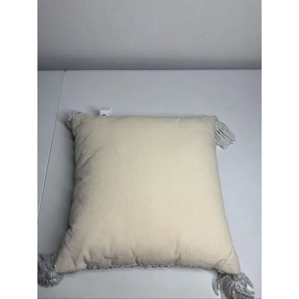 At Home Grayson Green White Knit Towed Striped Cushion